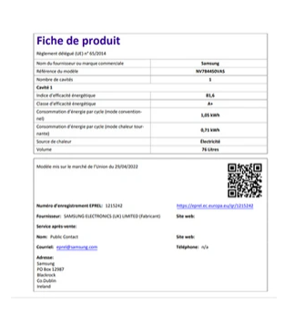Four encastrable Samsung NV7B4450VAS