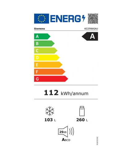 Réfrigérateur congélateur en bas Siemens KG39NAIAU, iQ500 Argent