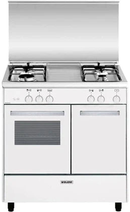 Gazinière Glem cuisinière piano de cuisson 4 foyers brûleurs gaz blanc 80x50cm