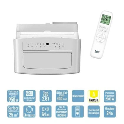 Climatiseur mobile Beko Climatiseur froid seul monobloc mobile BX109C (couverture 25 - 35m2)