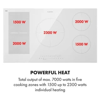 Plaque induction KLARSTEIN Table de cuisson - Delicatessa 90 Hybrid - Plaque vitrocéramique - 7400W - Minuterie - Blanc