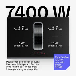 Plaque de cuisson avec hotte intégrée KLARSTEIN Verosteel Plaque à induction avec Hotte intégrée 80 cm élégante minimaliste 8400 W Noir