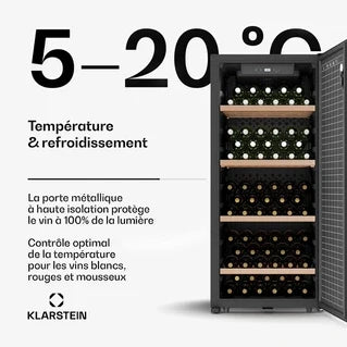 Cave à vin de service KLARSTEIN Cellar Max 114 bouteilles Compresseur 238 L 5 - 20 °C