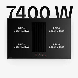 Plaque de cuisson avec hotte intégrée KLARSTEIN Velaire Plaque à induction avec Hotte aspirante intégrée 80 cm élégante minimaliste 8400W Noir