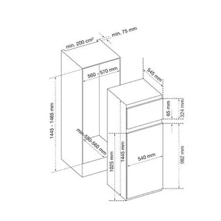 Réfrigérateur congélateur en haut Airlux ARI200DA - Encastrable - 145 cm