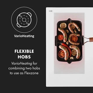 Plaque induction KLARSTEIN Table de cuisson - Delicatessa 90 Hybrid - Plaque vitrocéramique - 7400W - Minuterie - Blanc
