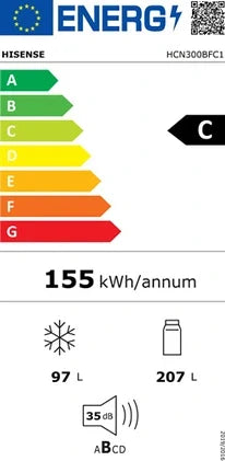 Réfrigérateur congélateur en bas Hisense HCN300BFC1 Noir