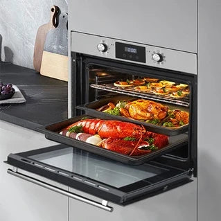 Four encastrable Linarie Four encastrable émail lisse LABO73MX2 73 litres Multifonctions 2 plats couleur verre noir-Inox
