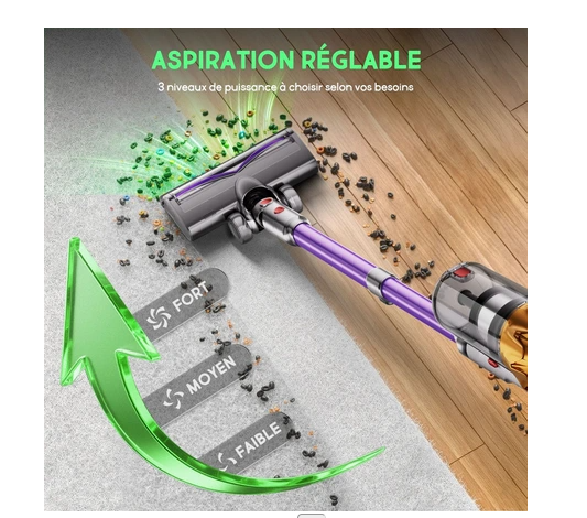 Aspirateur balai Lexzurn Aspirateur balai sans fil - 78000pa-600W - 70min autonomie