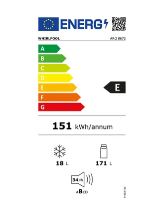 Réfrigérateur 1 porte Whirlpool arg8672 encastrable 122 cm
